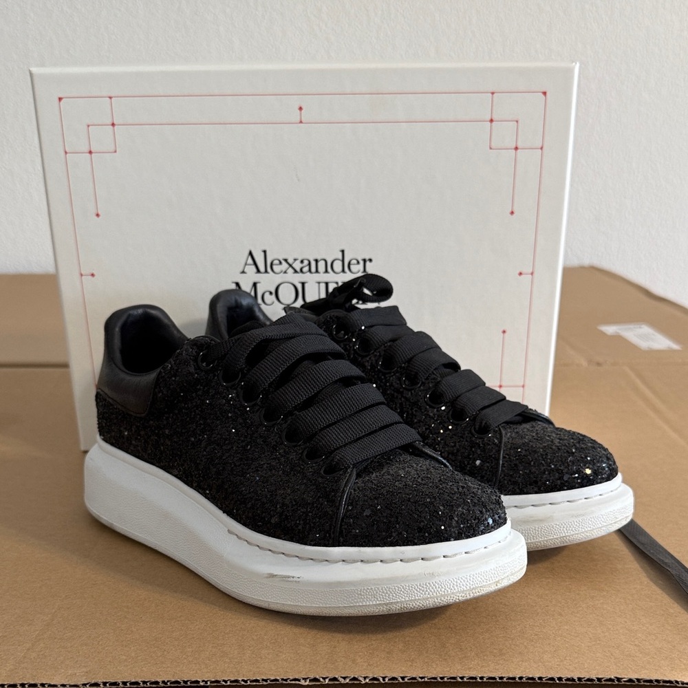 Alexander McQueen Black Sparkle Sneakers